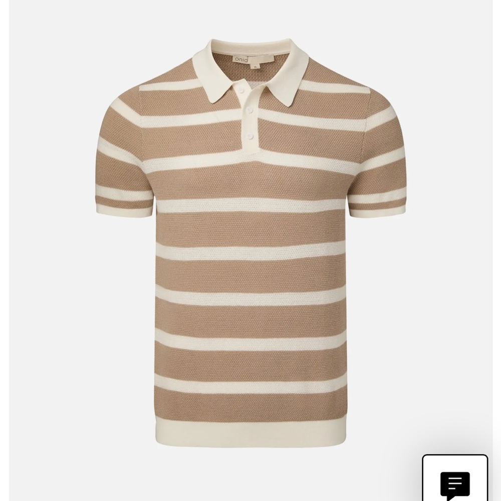 Onia textured knit striped Beige Striped Polo Shirt